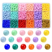 DIY perlesæt. 6 mm akryl perler i 18 farver. 1450 stk.